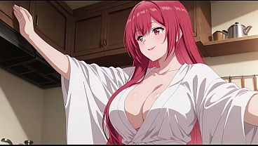 Anak Tiri Pulang Lebih Awal, Lihat Istri Bapak Masak Cuma Pakai Baju Tipis. Kureha Enomoto Cosplay Hentai (ai-generated)